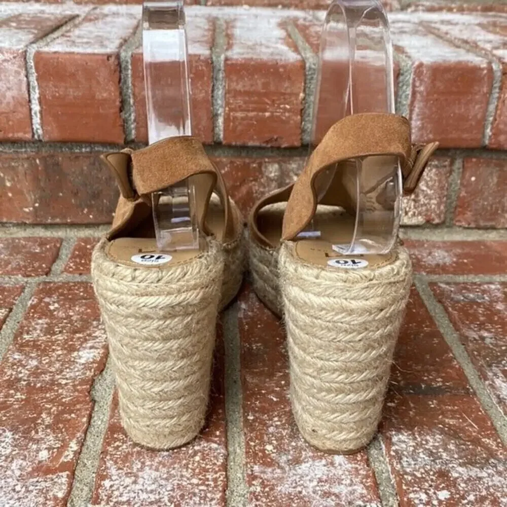 MARC FISHER Andela Women's Size 10 Brown Espadrille Platform Wedge Sandals NWOT